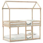 Pat supraetajat cu acoperiș, alb, 90x200 cm, lemn masiv de pin GartenMobel Dekor