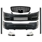 Pachet Exterior Complet Mercedes S-Class W221 (2005-2011) cu Grila Negru Lucios si Ornamente Tobe Crom Performance AutoTuning