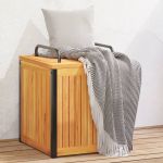 Cutie de perne de exterior 45x45x45/53cm lemn masiv acacia/oțel GartenMobel Dekor