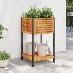 Jardinieră de grădină cu raft 45x45x80cm lemn masiv acacia/oțel GartenMobel Dekor