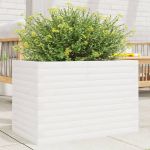 Jardinieră de grădină, alb, 70x40x46 cm, lemn masiv de pin GartenMobel Dekor