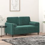Perne decorative, 2 buc., verde închis, Ø15x50 cm, catifea GartenMobel Dekor