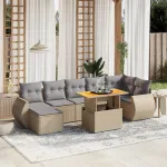 Set canapele de grădină, 8 piese, cu perne, bej, poliratan GartenMobel Dekor