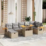 Set canapele de grădină, 8 piese, cu perne, bej, poliratan GartenMobel Dekor
