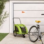 Remorcă de bicicletă animale companie, verde textil oxford/fier GartenMobel Dekor