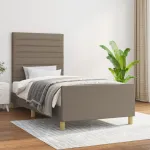 Cadru de pat cu tăblie, gri taupe, 90x200 cm, textil GartenMobel Dekor