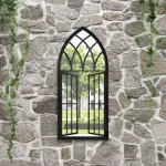 Oglindă de grădină, negru, 100x45 cm, fier, uz exterior GartenMobel Dekor