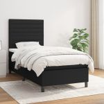 Pat box spring cu saltea, negru, 80x200 cm, textil GartenMobel Dekor