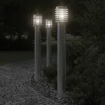 Lampă de podea de exterior cu priză, argintiu, 110cm, oțel inox GartenMobel Dekor