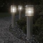 Lampă exterioară de podea cu priză, argintiu, 60 cm, oțel inox GartenMobel Dekor