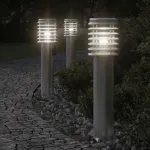 Lampă exterioară de podea cu priză, argintiu, 60 cm, oțel inox GartenMobel Dekor