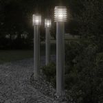 Lămpi de podea de exterior 3 buc argintiu 110cm oțel inoxidabil GartenMobel Dekor