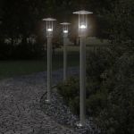 Lămpi exterioare de podea 3 buc argintiu 100 cm oțel inoxidabil GartenMobel Dekor
