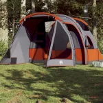 Cort de camping tunel pentru 4 persoane, gri, impermeabil GartenMobel Dekor