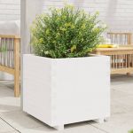 Jardinieră de grădină, alb, 50x50x49,5 cm, lemn masiv de pin GartenMobel Dekor