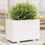 Jardinieră de grădină, alb, 70x40x49,5 cm, lemn masiv de pin GartenMobel Dekor