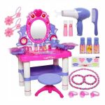 Set masuta toaleta si scaun pentru fetite, sunete si lumini, oglinda, uscator, accesorii cosmetice MultiMark GlobalProd