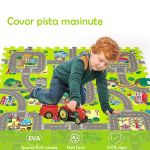 Covoras pista masinute, 9 piese tip puzzle, spuma eva, grosime 1 cm, 90x90 cm MultiMark GlobalProd