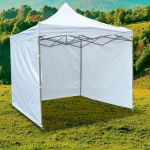 Cort de gradina quick tent, 3 pereti laterali, 3x3x3 m, inaltime reglabila, montare usoara, cadru otel, alb MultiMark GlobalProd