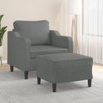 Fotoliu canapea cu taburet, gri închis, 60 cm, textil GartenMobel Dekor