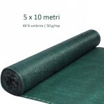 Plasa de umbrire, rola 5x10 metri, grad de umbrire 40%, 50 g/mp, hdpe, verde MultiMark GlobalProd