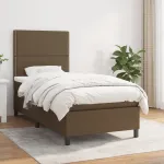 Pat box spring cu saltea, maro închis, 100x200 cm, textil GartenMobel Dekor