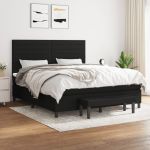 Pat box spring cu saltea, negru, 160x200 cm, textil GartenMobel Dekor