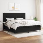 Pat box spring cu saltea, negru, 200x200 cm, textil GartenMobel Dekor