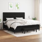 Pat box spring cu saltea, negru, 200x200 cm, textil GartenMobel Dekor