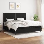 Pat box spring cu saltea, negru, 200x200 cm, textil GartenMobel Dekor