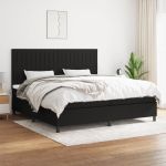 Pat box spring cu saltea, negru, 200x200 cm, textil GartenMobel Dekor