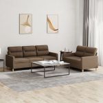Set de canapele cu perne, 2 piese, maro, textil GartenMobel Dekor