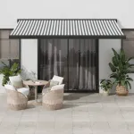 Copertină retractabilă antracit/alb, 4x3 m, textil/aluminiu GartenMobel Dekor