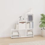 Bibliotecă în trepte, alb extralucios, 107 cm, lemn compozit GartenMobel Dekor