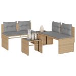 Set canapele de grădină, 4 piese, cu perne, bej, poliratan GartenMobel Dekor