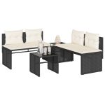 Set mobilier de grădină cu perne, 4 piese, negru, poliratan GartenMobel Dekor