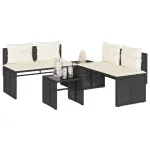 Set mobilier de grădină cu perne, 4 piese, negru, poliratan GartenMobel Dekor