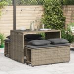 Set mobilier de grădină cu perne, 3 piese, gri, poliratan GartenMobel Dekor