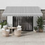 Copertină retractabilă automat, antracit/alb, 400x300 cm GartenMobel Dekor