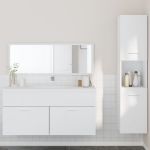 Set mobilier de baie, 3 piese, alb, lemn compozit GartenMobel Dekor