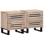 Noptiere, 2 buc., 40x33x46 cm, lemn masiv mango albit GartenMobel Dekor