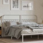 Tăblie de pat metalică, alb, 180 cm GartenMobel Dekor