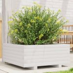 Jardinieră de grădină, alb, 60x60x26,5 cm, lemn masiv de pin GartenMobel Dekor