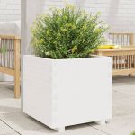 Jardinieră de grădină, alb, 60x60x49,5 cm, lemn masiv de pin GartenMobel Dekor
