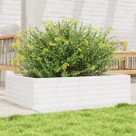 Jardinieră de grădină, alb, 90x60x23 cm, lemn masiv de pin GartenMobel Dekor