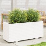 Jardinieră de grădină, alb, 110x40x49,5 cm, lemn masiv de pin GartenMobel Dekor
