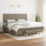 Pat box spring cu saltea, gri taupe, 200x200 cm, textil GartenMobel Dekor