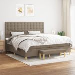 Pat box spring cu saltea, gri taupe, 200x200 cm, textil GartenMobel Dekor