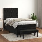 Pat box spring cu saltea, negru, 80x200 cm, catifea GartenMobel Dekor