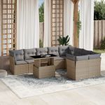 Set canapele de grădină cu perne, 10 piese, bej, poliratan GartenMobel Dekor